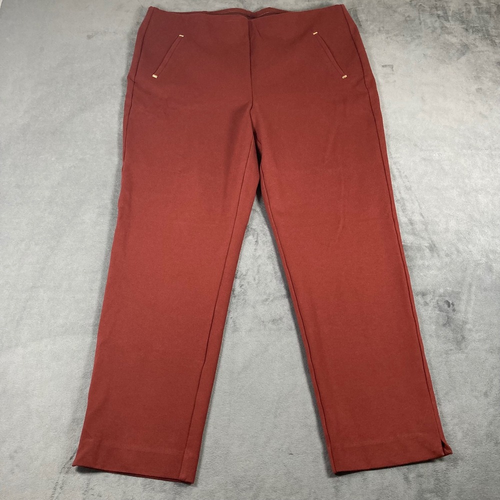 Chicos Rust Brown Pull On Ankle Pants Size 3 US 16 Stretch Trousers